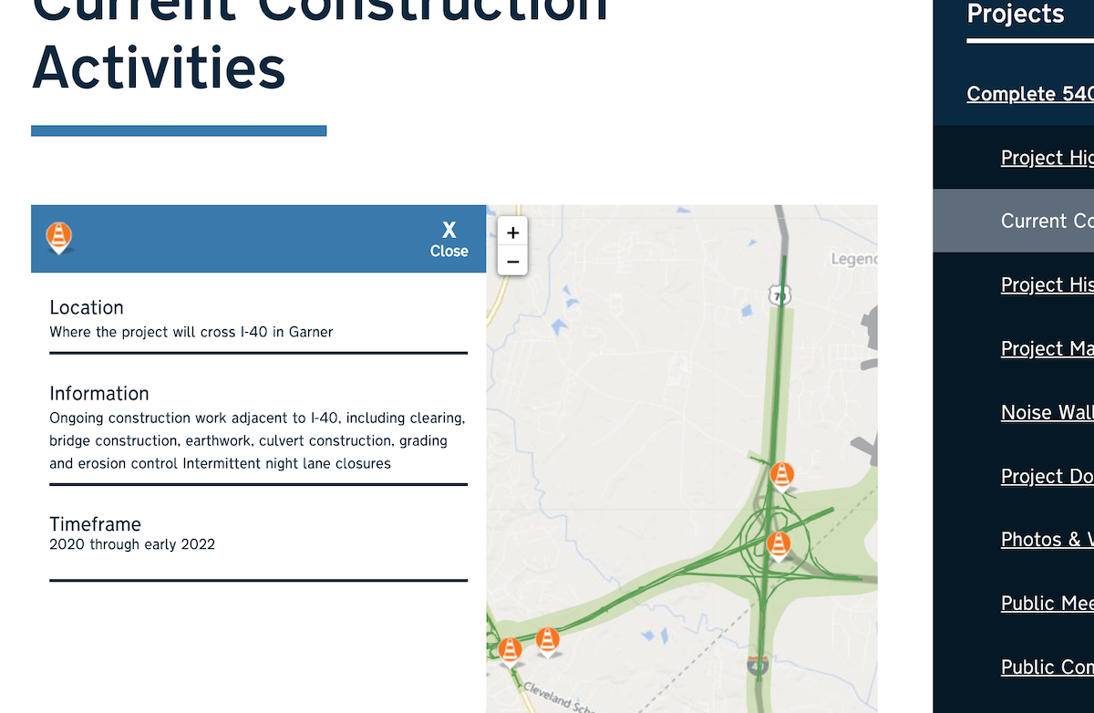 Complete I-540 Project Map